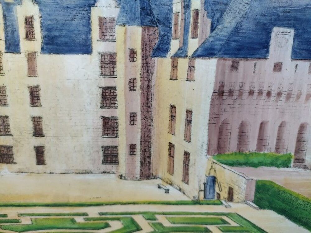 Plat D&eacute;cor Ch&acirc;teau de Langeais Fa&iuml;ence Sainte Radegonde Asch Décoration