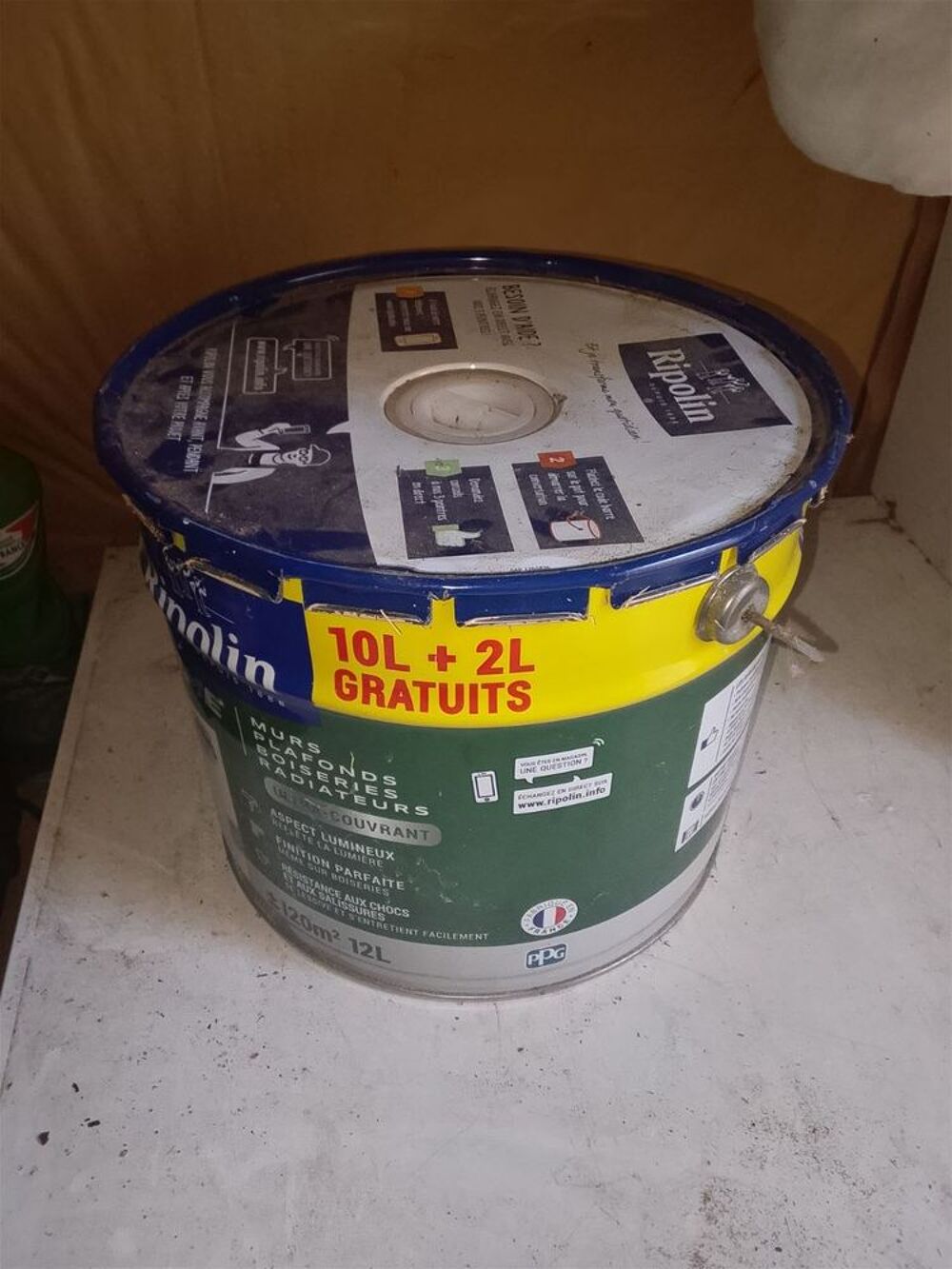 Pot 12 litres peinture blanc satin Ripolin Bricolage