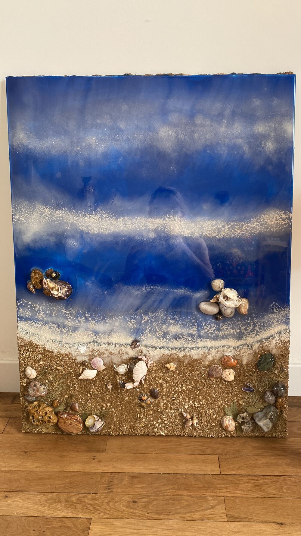 Tableau r&eacute;sine &eacute;poxy, oc&eacute;an, mer, format 80 x 61 cm Décoration