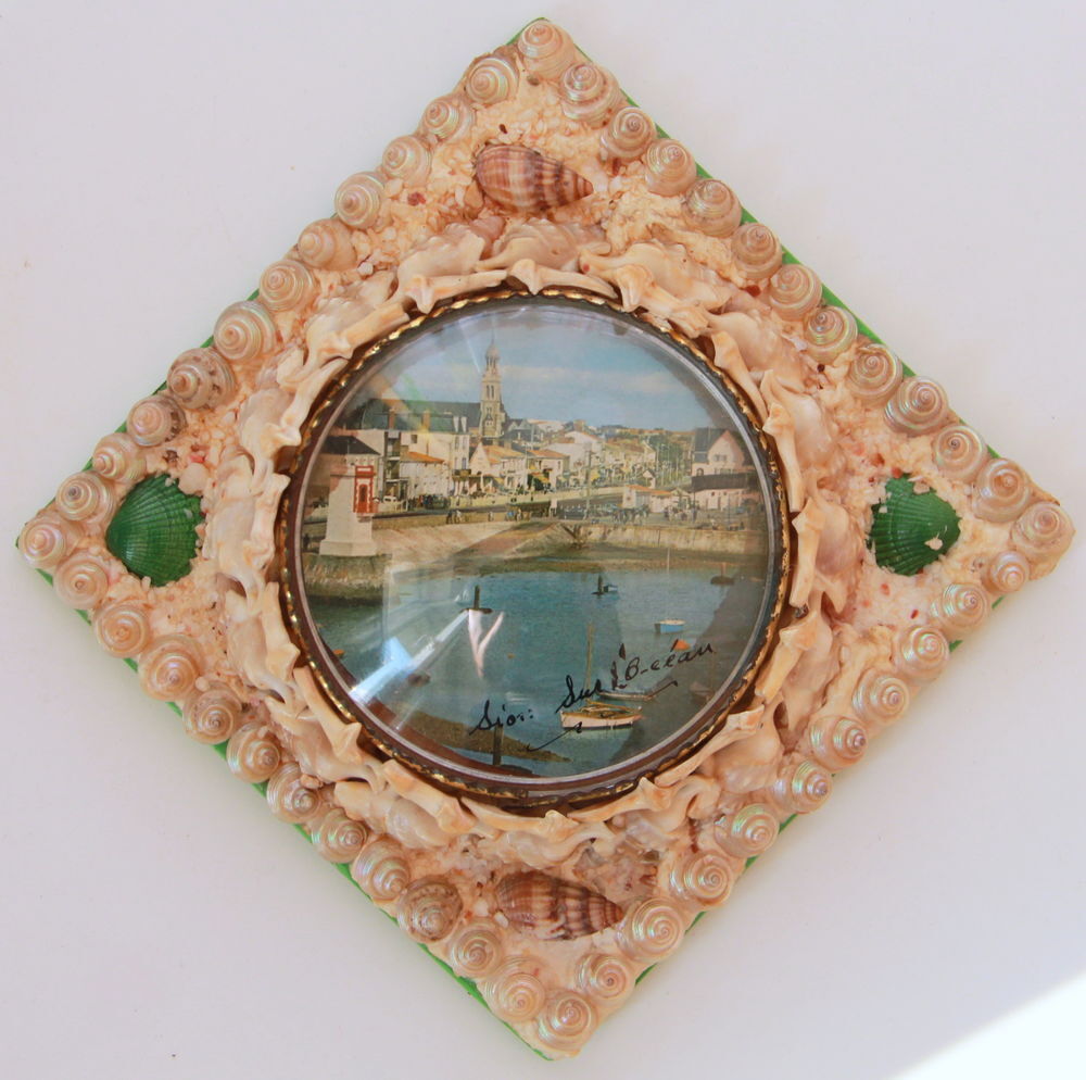 Cadre kitsch coquillages et verre bomb&eacute; SION sur L'OCEAN Ven Décoration