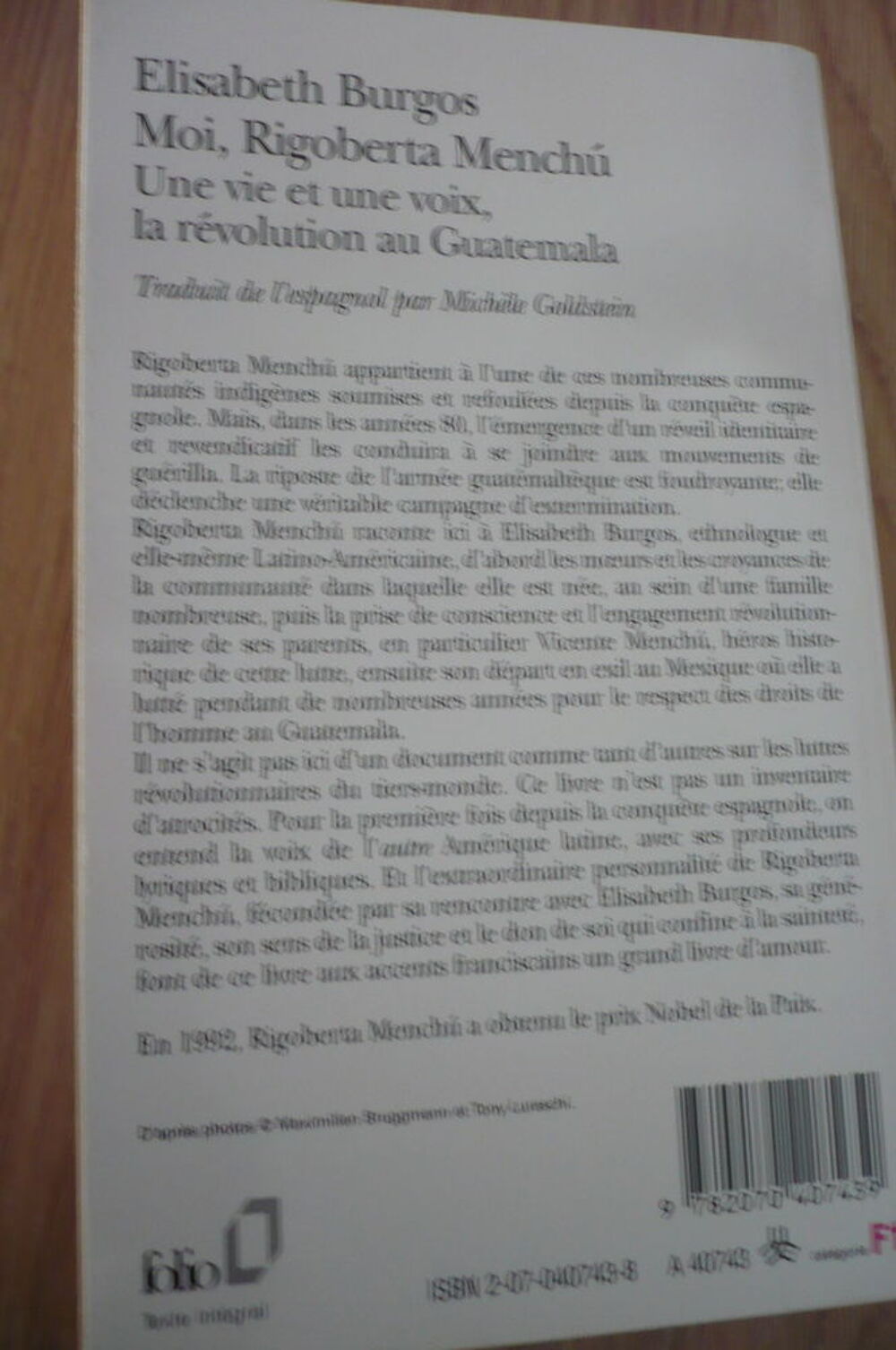 MOI RIGOBERTA MENCHU, la r&eacute;volution au Guatemala (1999) Livres et BD