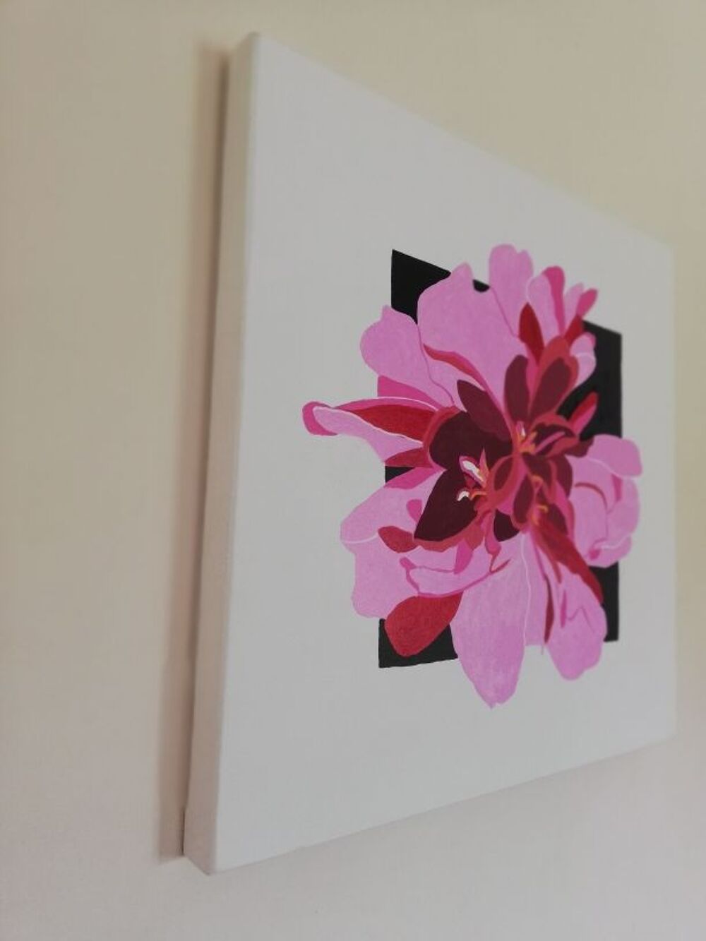 Tableau d&eacute;coratif peinture acrylique fleurs 3 D Décoration