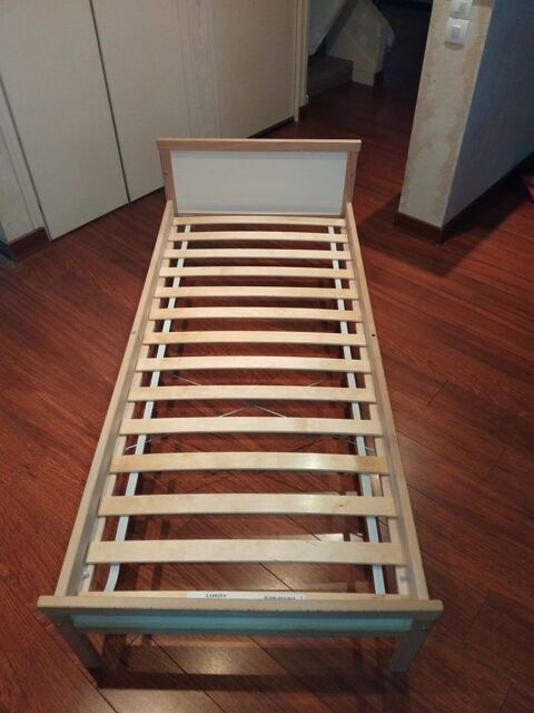 2 Lits enfants 70x160 cm bois Sauthon + Sommiers et Matelas Milizac (29)