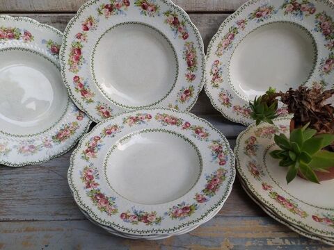 Anciennes Assiettes Creuses Fa�ence Anglaise E. Bourgeois 0 Loches (37)