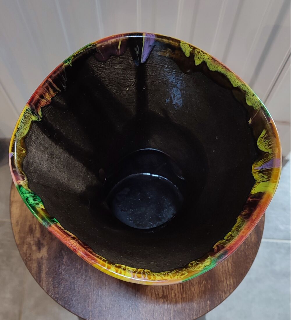 Vase c&eacute;ramique &eacute;maill&eacute;e vintage sign&eacute; 
