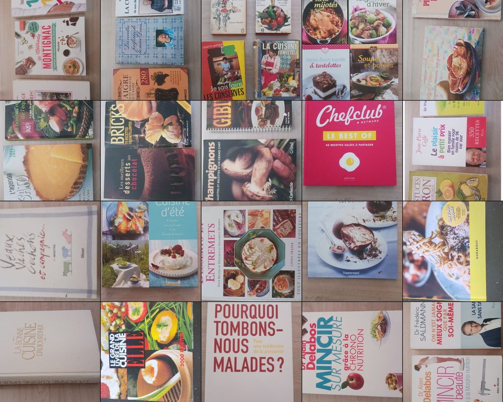 Collection plus de 35 livres de cuisine &agrave; 5€ pi&egrave;ce, lot poss Livres et BD