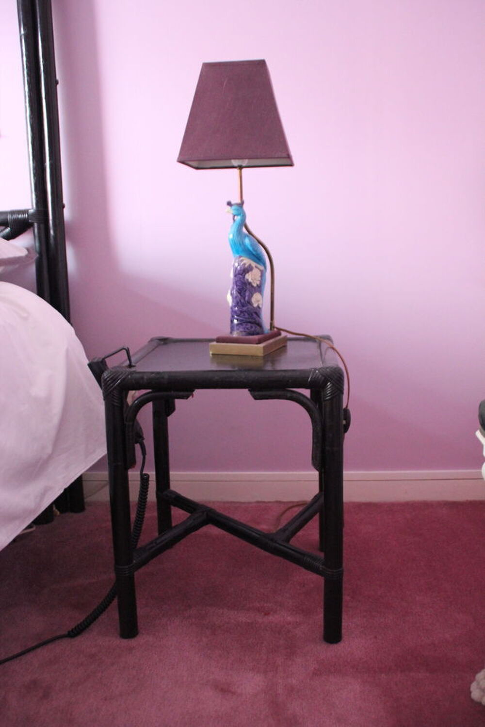 LIT A BALDAQUIN BAMBOU NOIR . Meubles