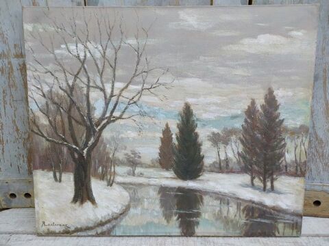 Tableau Paysage d'Hiver par Raoul L�on Lanternier 800 Loches (37)