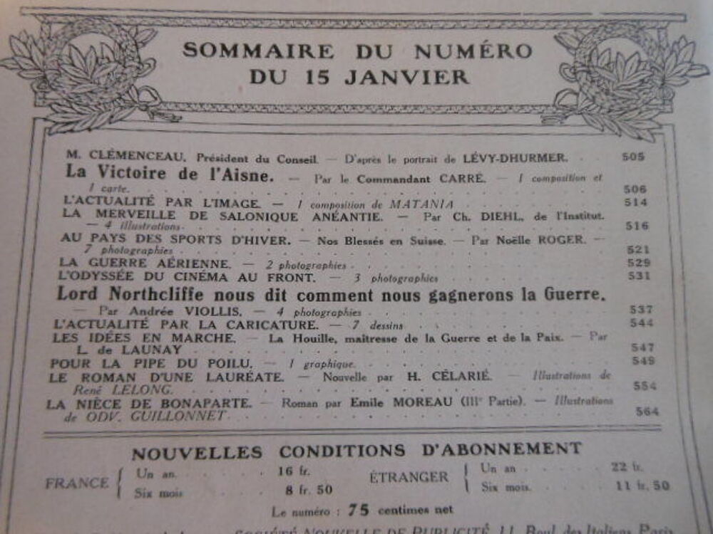 lecture pour tous du 15 janvier 1918 pa84 Livres et BD