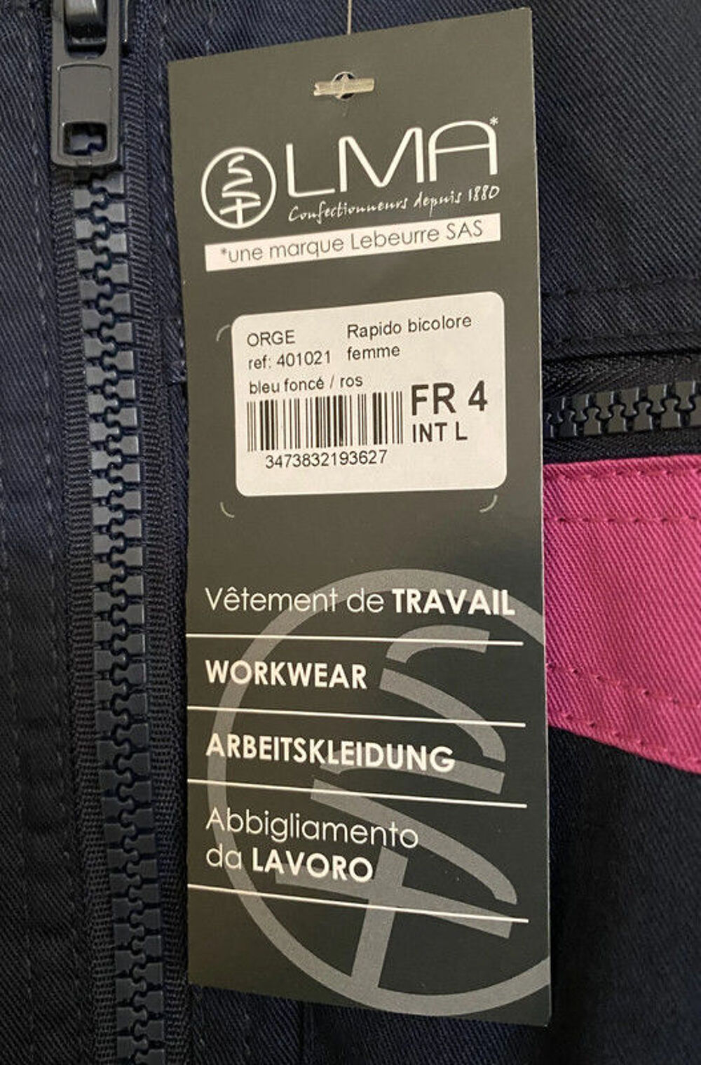 Combinaison de travail - Double zip - Femme- LMA - Taille L Vêtements