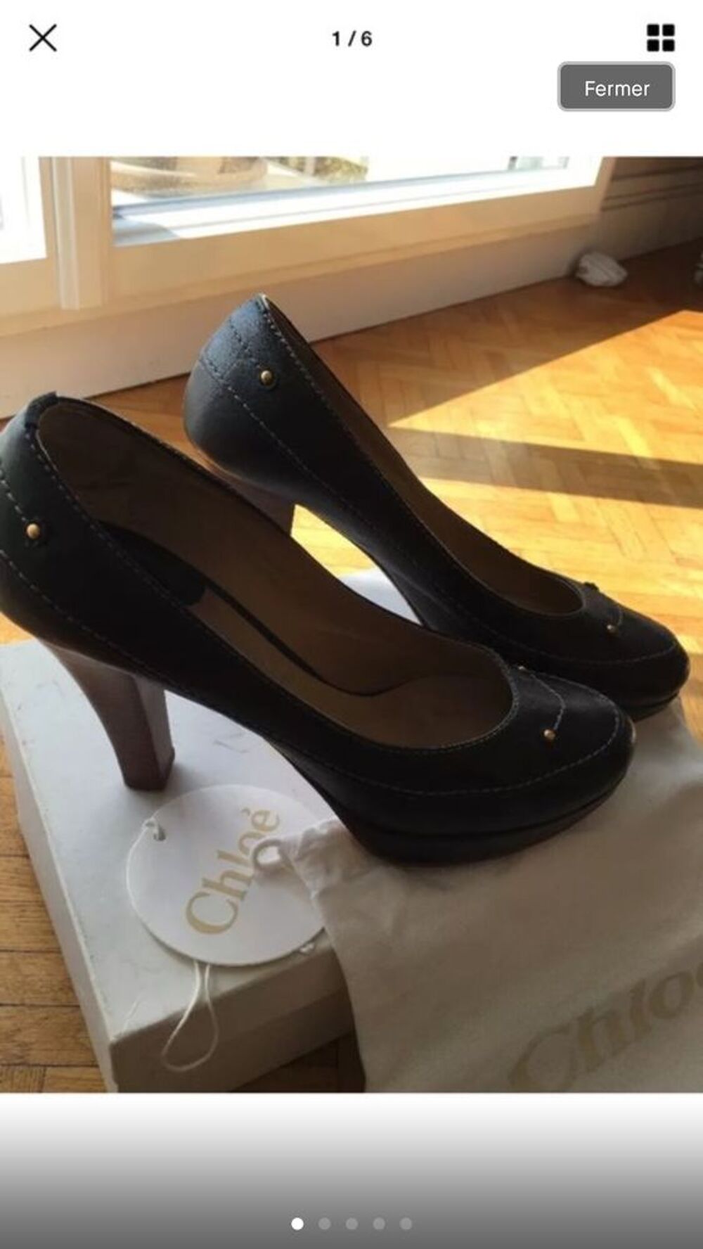 Escarpin Chlo&eacute; en cuir noir taille 40.5 Chaussures