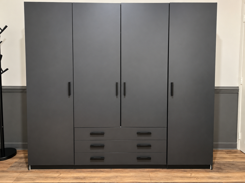 Magnifique dressing XXL ? 4 portes, 3 tiroirs ? Gris anthrac Commentry (03)