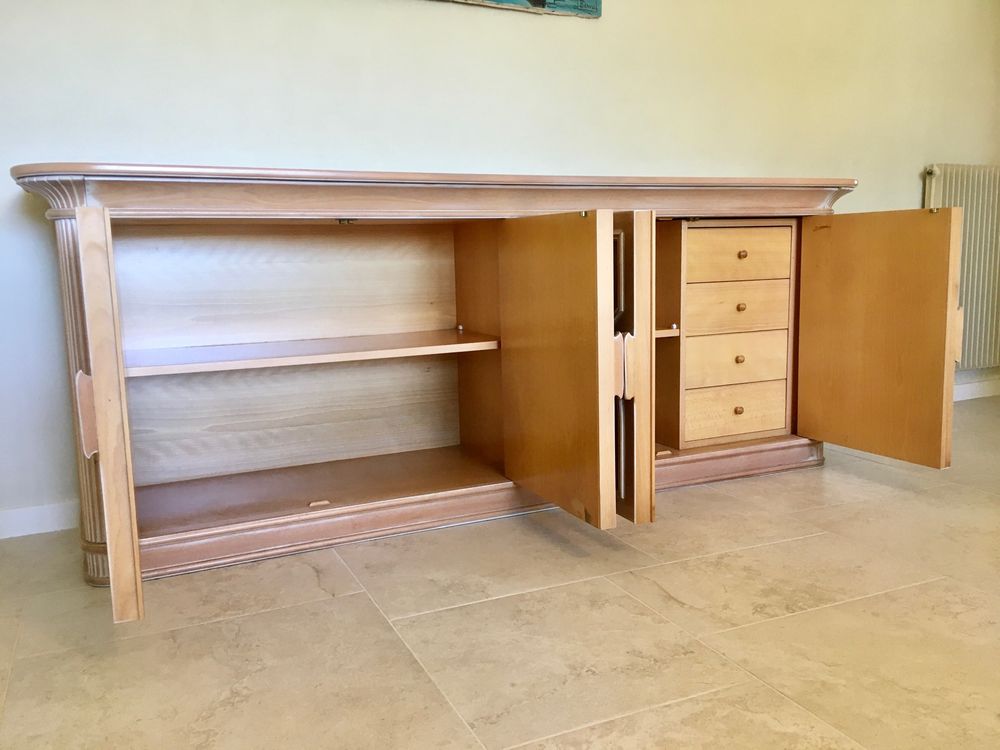 Enfilade 4 portes 4 tiroirs en h&ecirc;tre c&eacute;rus&eacute; Meubles
