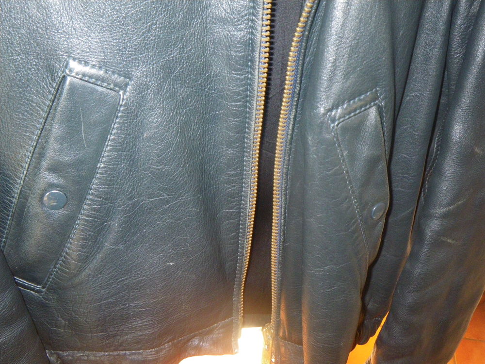 Blouson Aviateur Cuir Bleu Fonc&eacute; + Pantalon V�tements