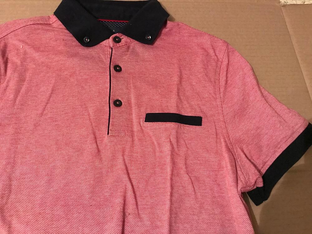 POLO IZAC Mouchet&eacute; beige/rouge bord Noir t; S Puériculture