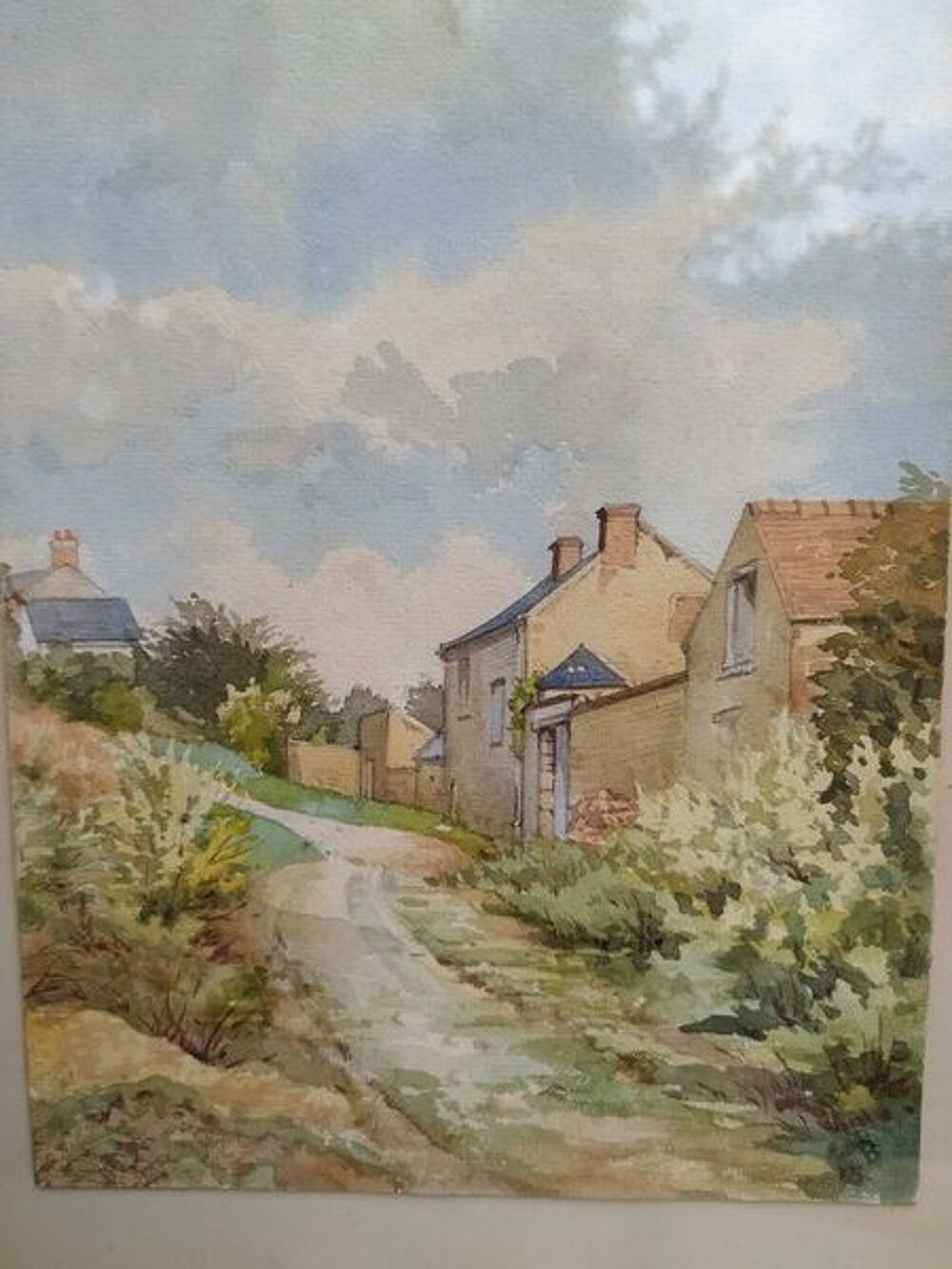 Tableau Aquarelle Paysage de Hameau Antoine Barbier
