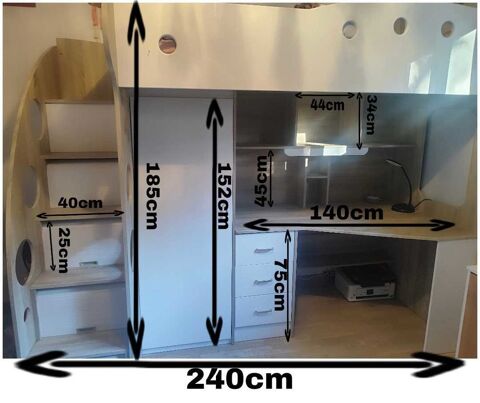 lit mezzanine 90à-190cm avec rangement Meyrargues (13)