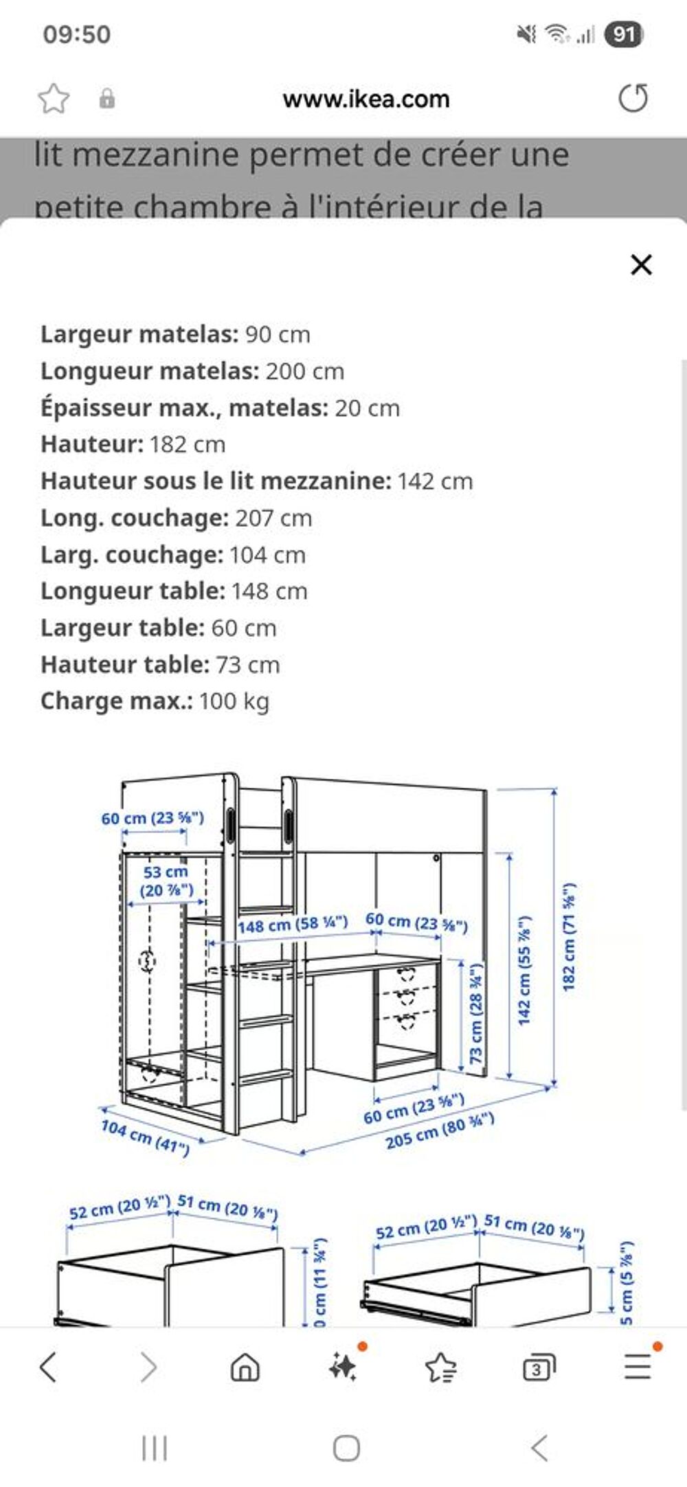 Lit mezzanine Ikea Samstad Mobilier enfants