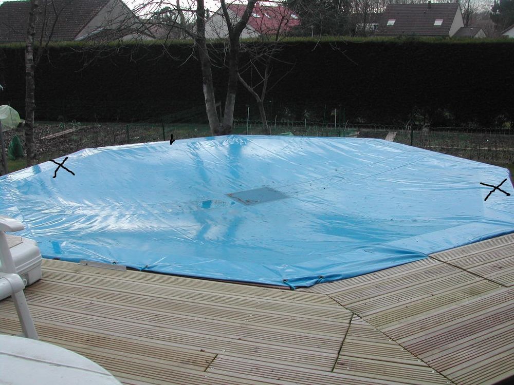 B&acirc;che hivernage double face piscine octogonale hors sol Jardin
