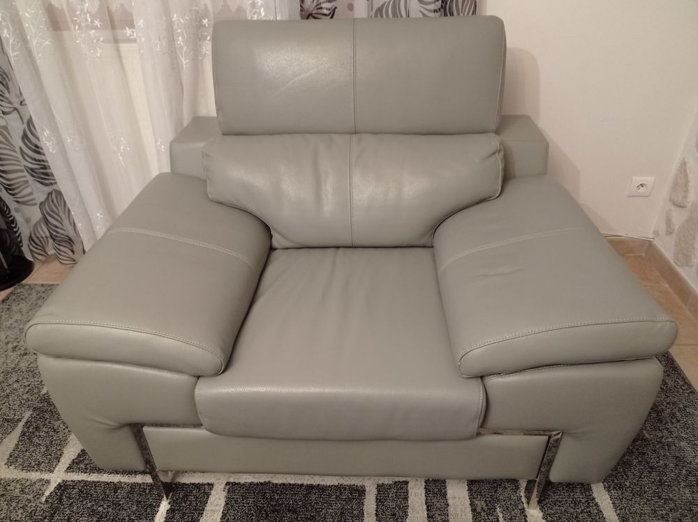Fauteuil neuf cuir gris Design KARE Meubles