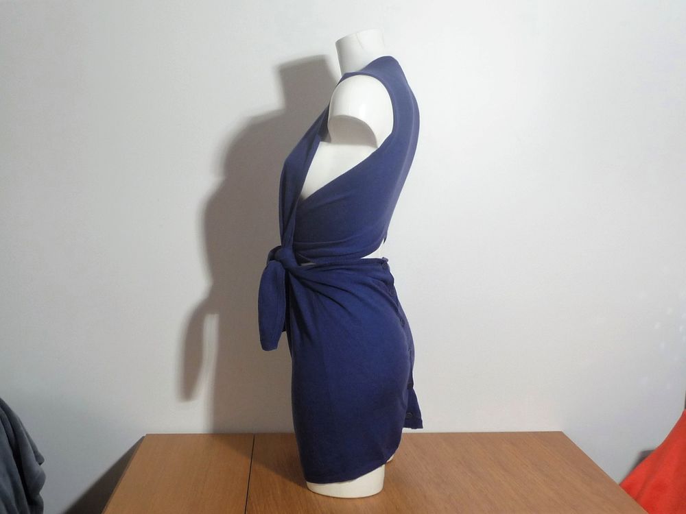 Pull Tunique en Soie et Laine Violet sans manches- Nude Vêtements