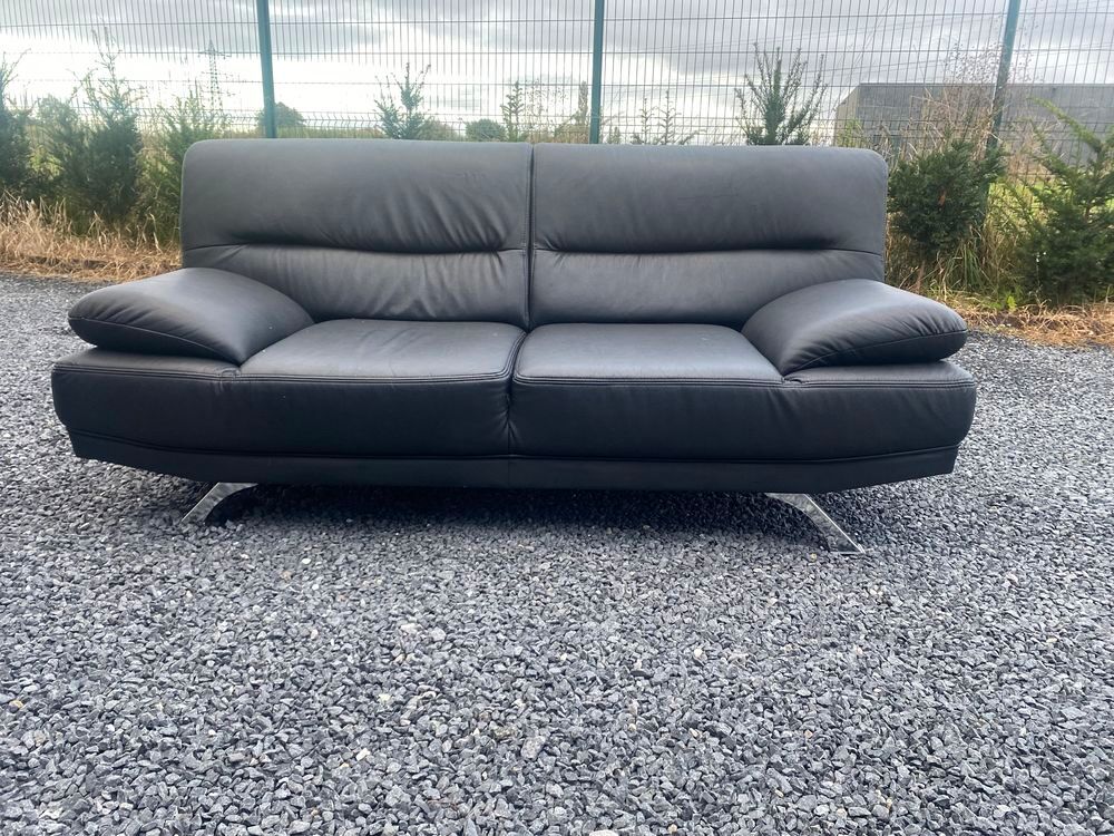 Canap&eacute; cuir noir Meubles