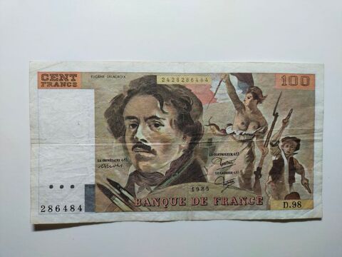 billet de 100 francs     EUGENE DELACROIX     année 1985 . 25 Dolus-d'Oléron (17)
