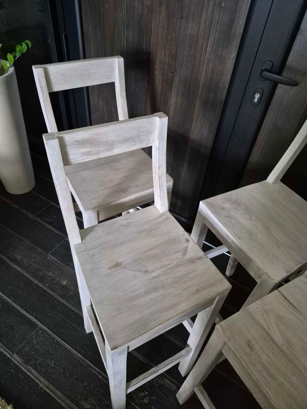 Lot 4 chaises hautes coloris bois flott&eacute; Loberon Meubles