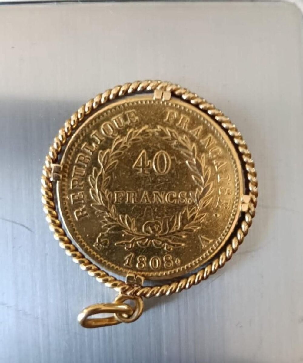 Pendentif pi&egrave;ce 40 francs 1808 Bijoux et montres