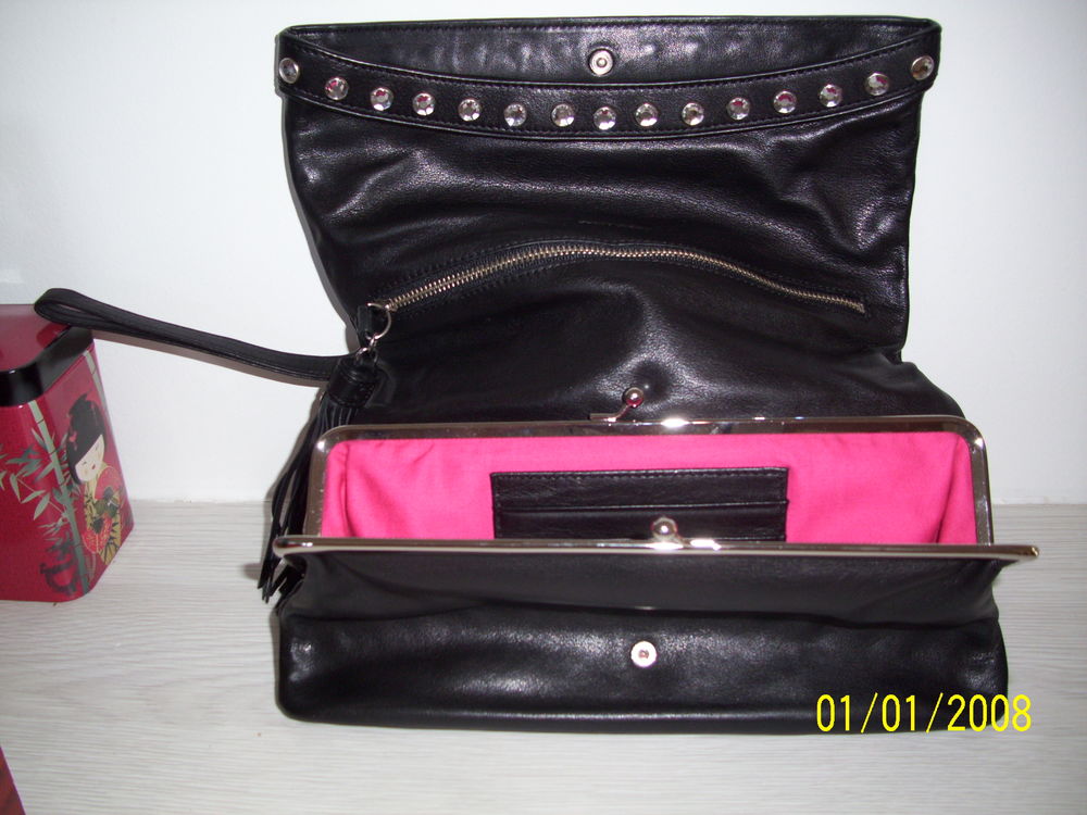 Pochette noire cuir souple SONIA RIKIEL Maroquinerie