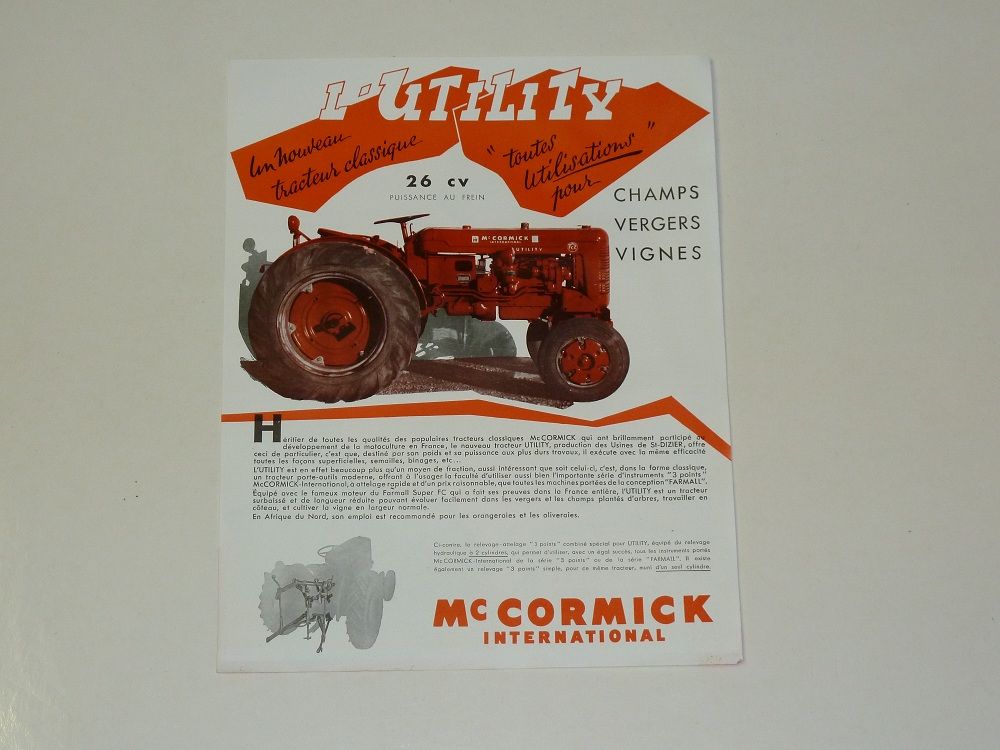 Prospectus tracteur Mac CORMICK UTILITY 