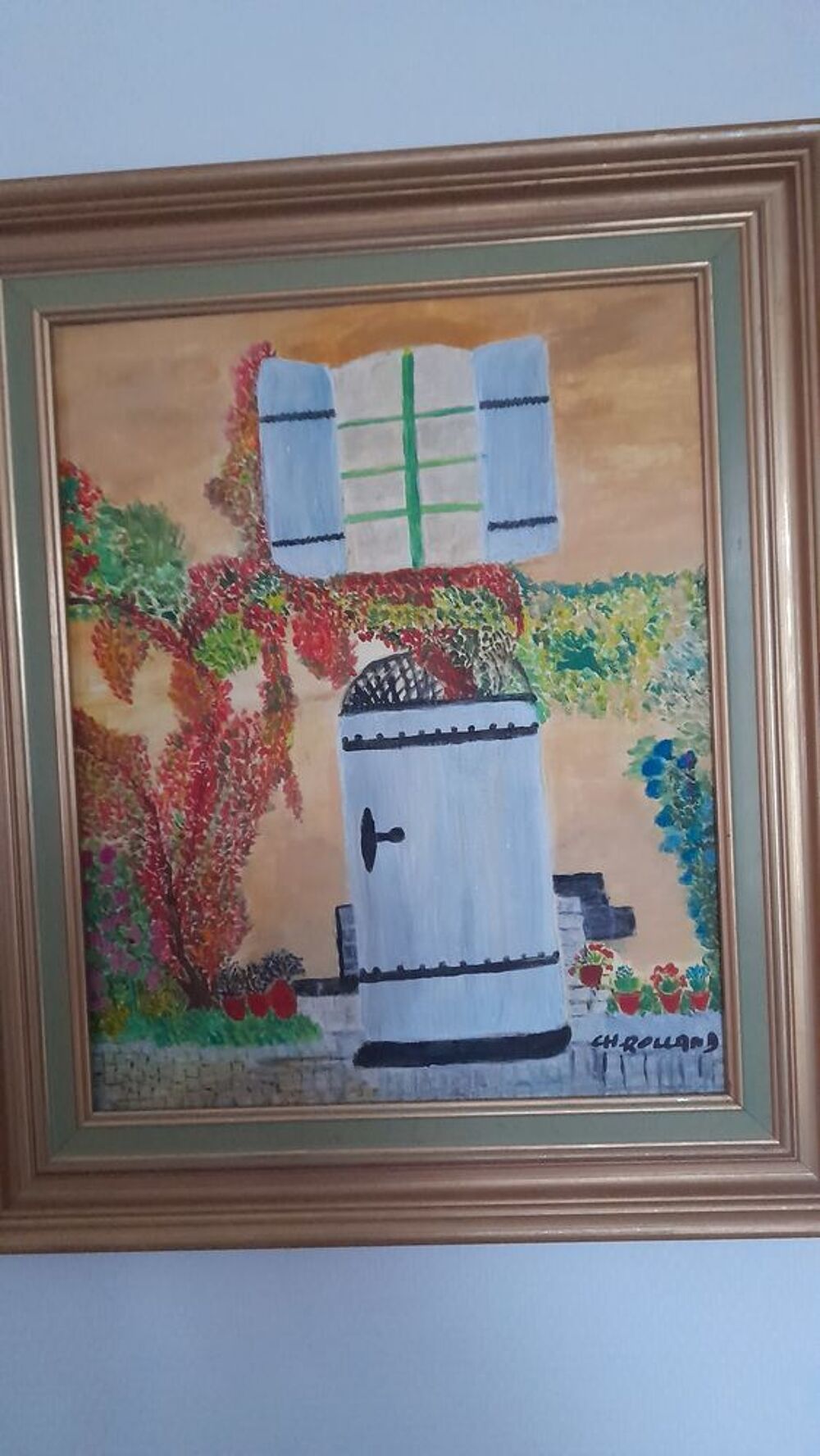 Tableau acrylique fa&ccedil;ade provencale toile F6 52 cms sur 44 Décoration