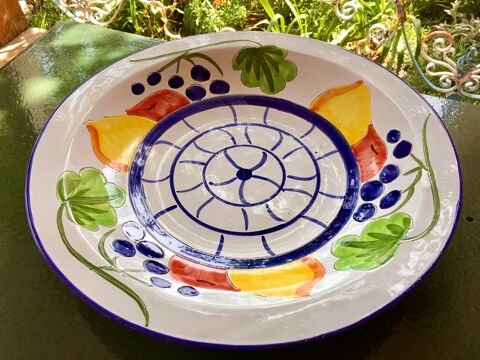 Plat creux proven�al artisanal Neuf ; Terre cuite �maill�e  15 Merville (31)