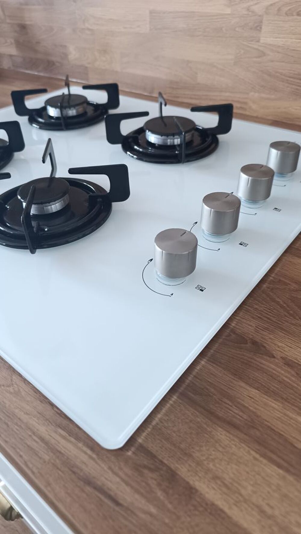 Table de cuisson gaz en verre blanc Electroménager