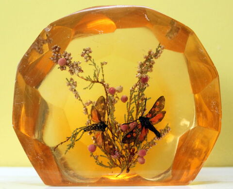 Inclusion orange papillons 1950-1960 25 Issy-les-Moulineaux (92)