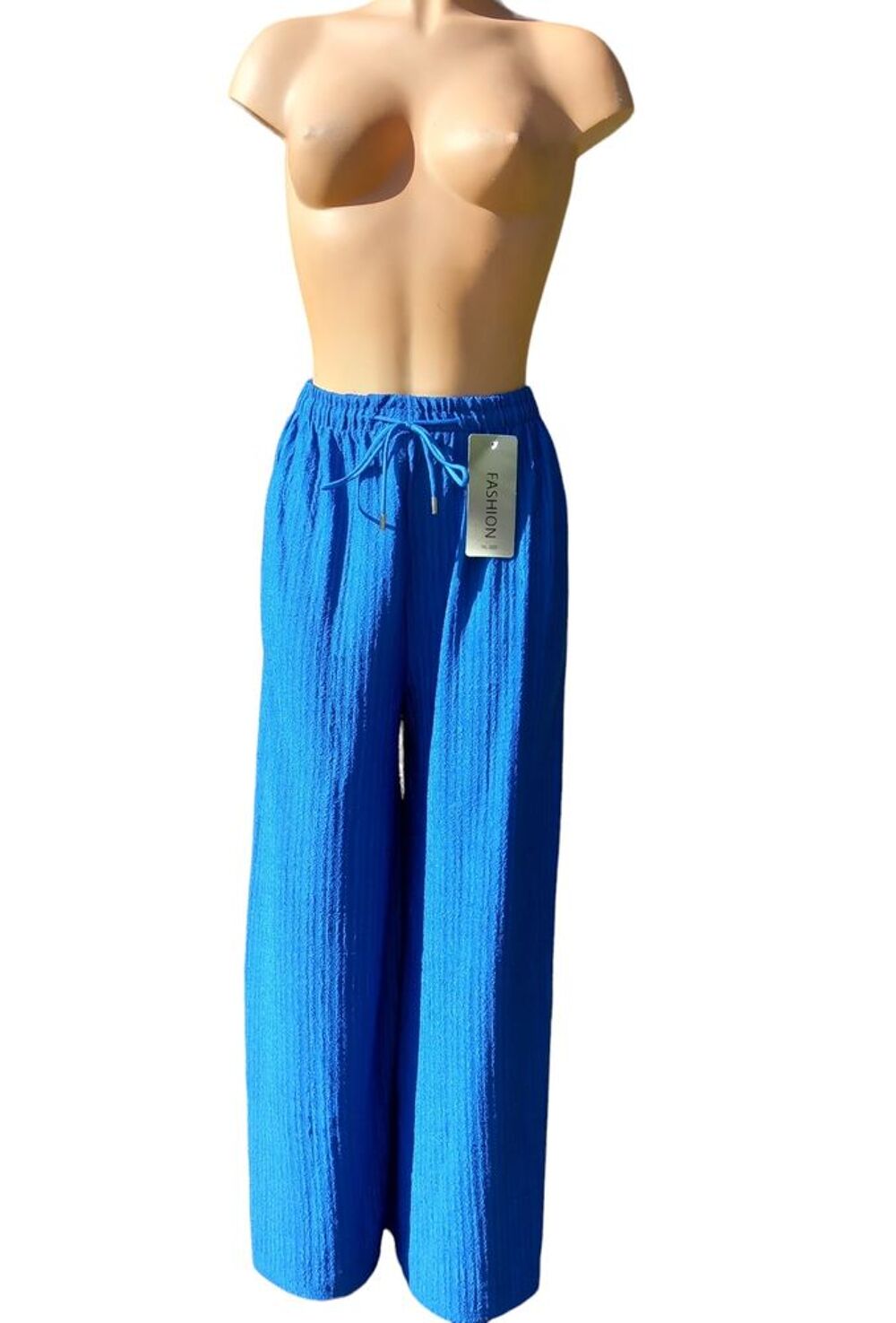 Pantalon palazzo femme bleu &eacute;lectrique uni Vtements