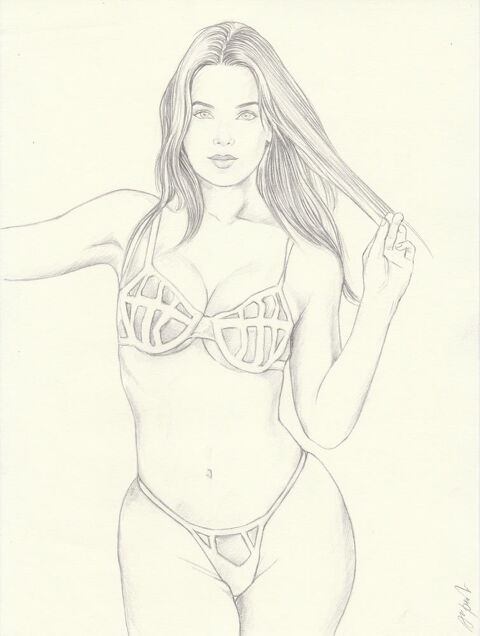 dessin de jeune femme en maillot de bain Mions (69)