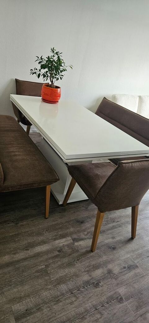 Table design blanche laqu�e 6-8 pers pied central 149 Strasbourg (67)