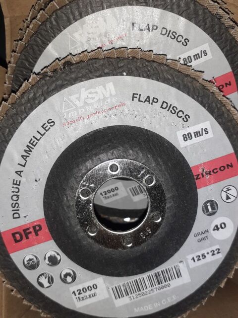 Lot de 10 disques  lamelles de qualit professionnelle de 125 mm grain de 40 35 Livin (62)