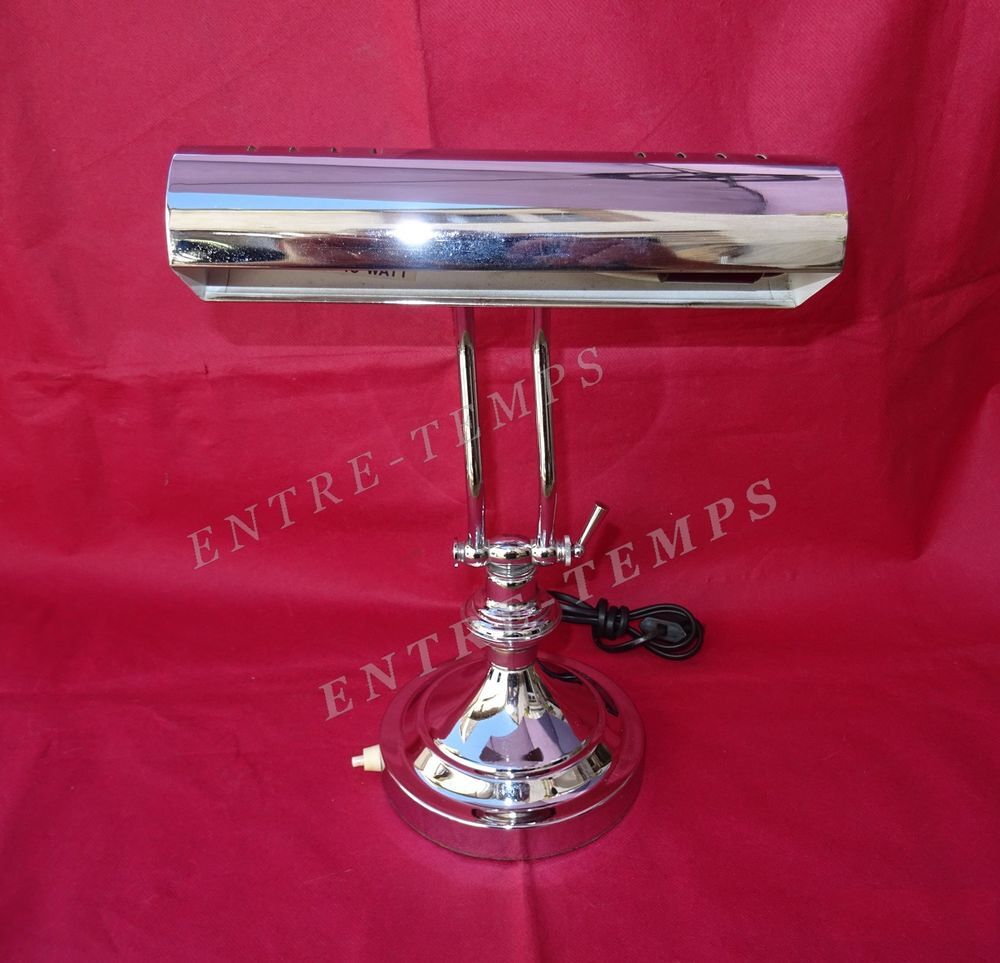 LAMPE DE BANQUIER NOTAIRE CHROM&Eacute;E #2 Décoration