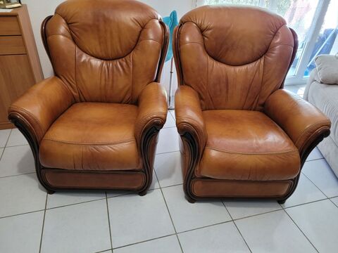 2 fauteuils en cuir Cognac (16)