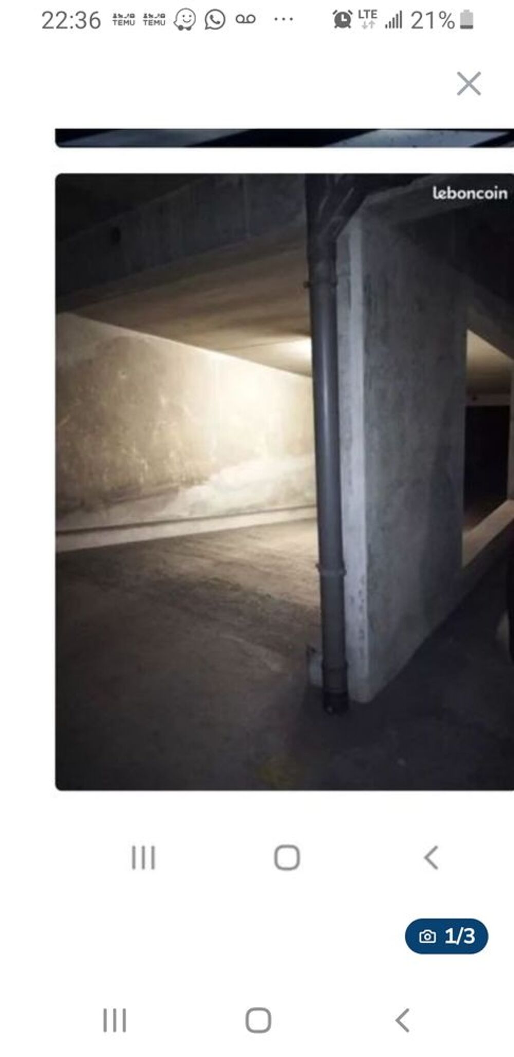 Location Parking/Garage Garage boxe en sous sol immeuble sécurisé proche gare Pontoise