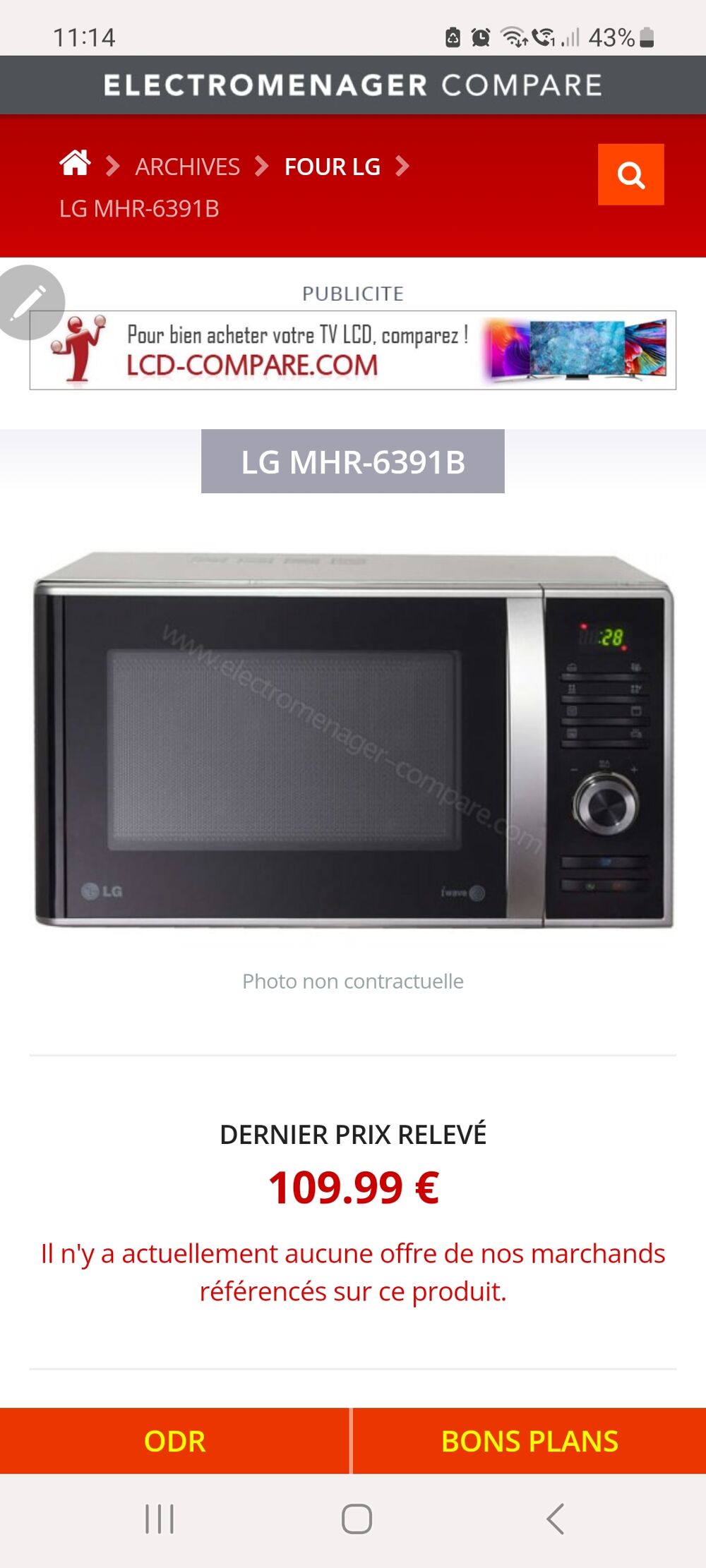 Micro ondes et gril LG Electroménager