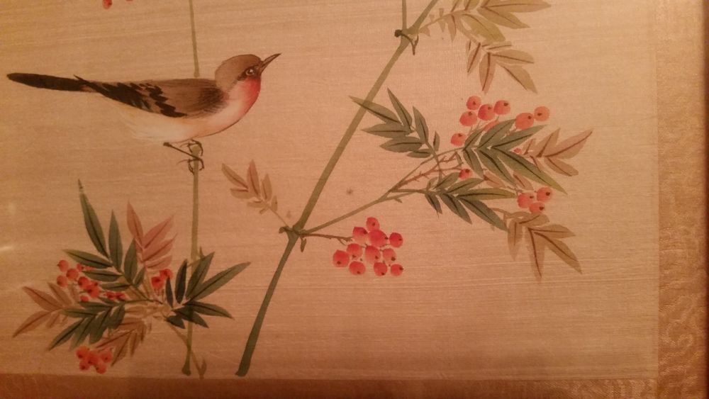 Tableau peinture sur soie chinois Décoration