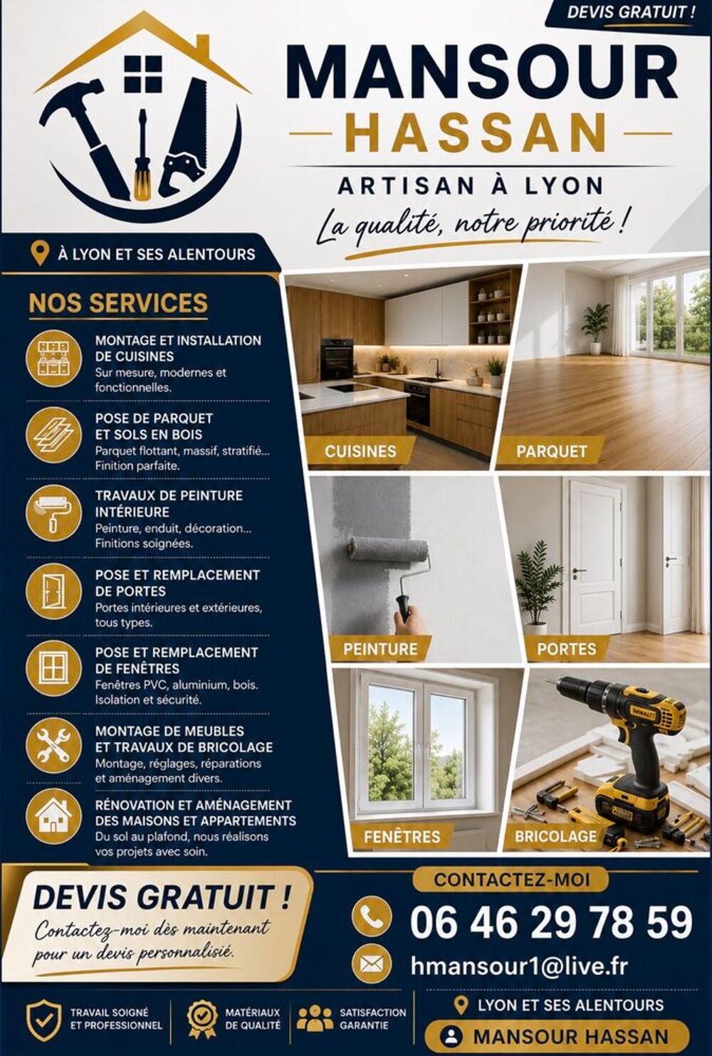   TRAVAUX DE BRICOLAGE &
RÉNOVATION - PROFESSIONNEL 