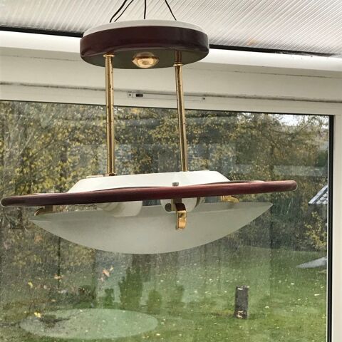 Lampe � suspendre en bois et verre 10 Fosseuse (60)