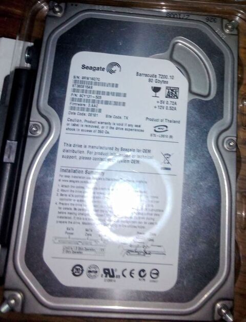 DISQUE DUR ATA IDE   PC133  7200TM 
80 G0  1 PARTITION 20 Lampertheim (67)