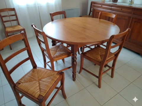 1table avec ses 2 rallonges + 6 chaises en merisier 0 Basse-Goulaine (44)