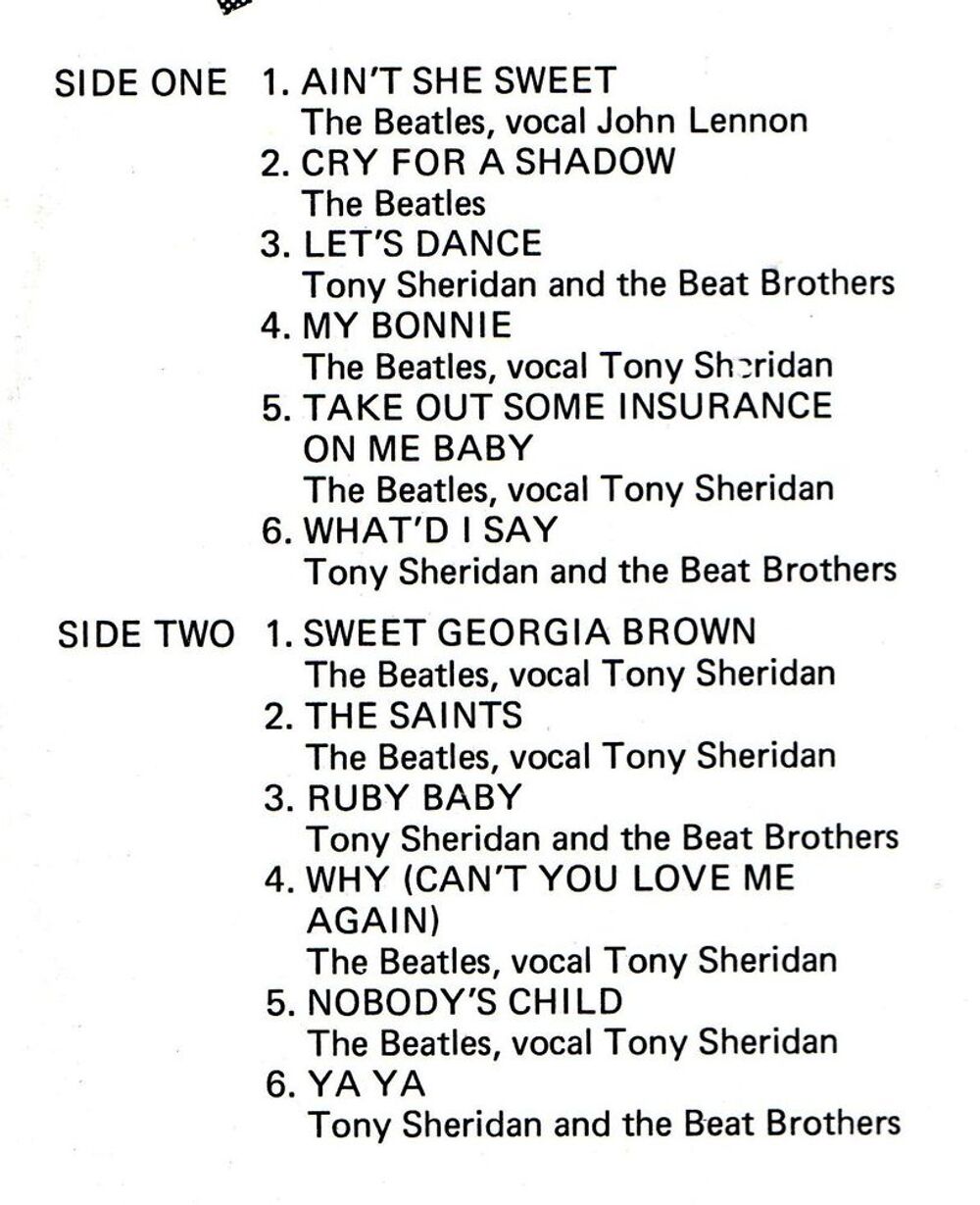 vinyl 33 tours The BEATLES featured Tony SCHERIDAN CD et vinyles