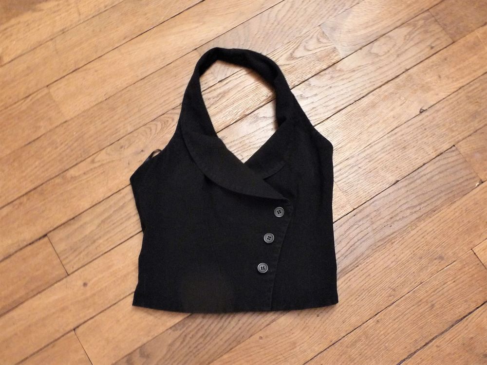 Top Dos Nu Cintr&eacute; Noir &agrave; Encolure V- Taille 34- Top Studio Vêtements